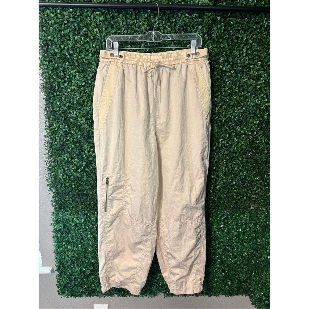 Free People Movement Size Large Beige Polyester High Rise Wide Leg Track Pant